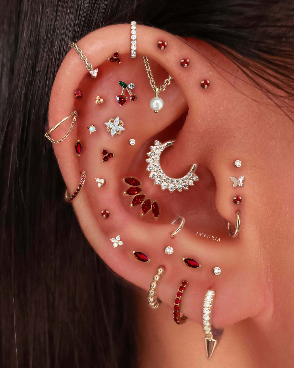 Ember Link Chain Ear Piercing Earring Stud