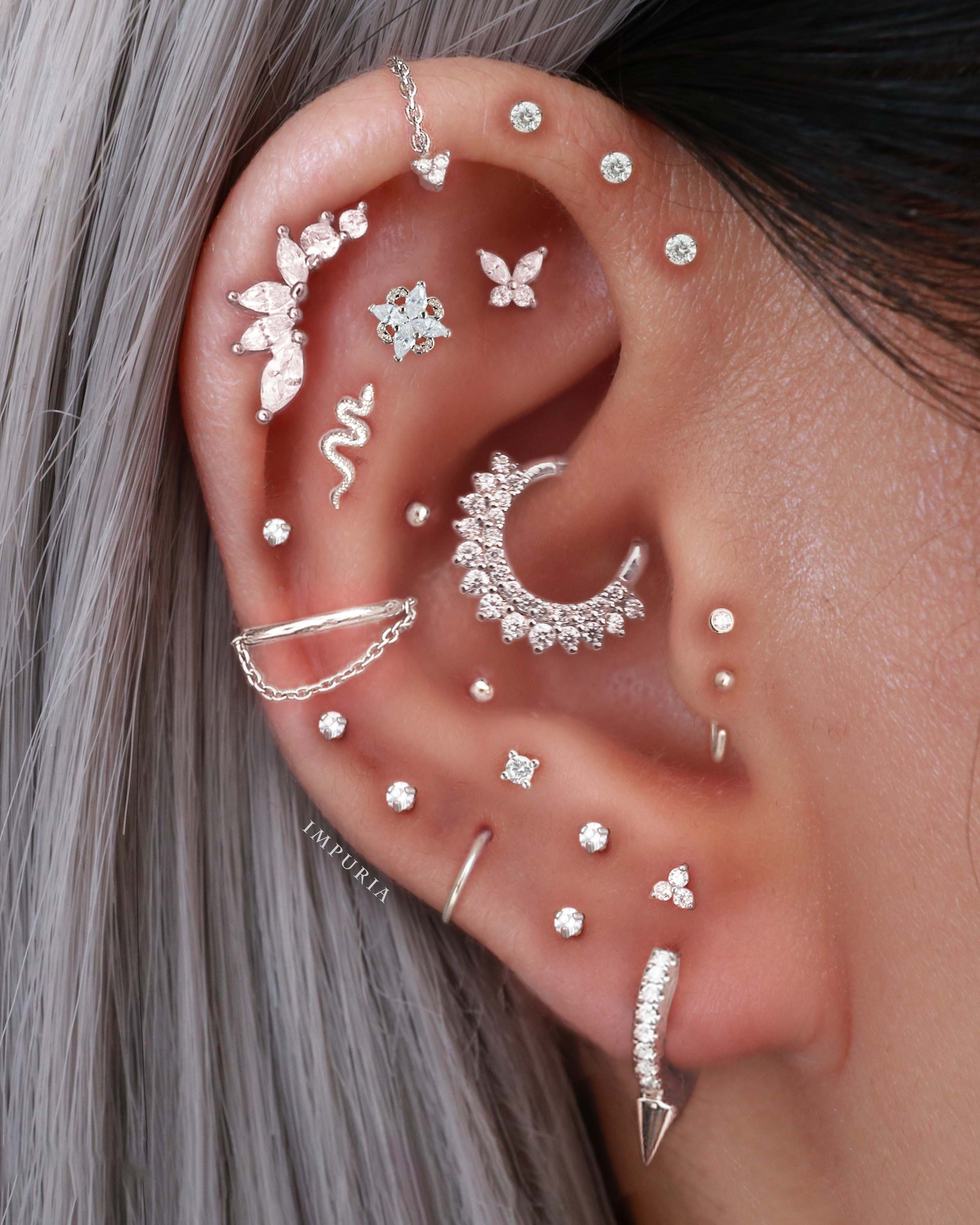 Ember Link Chain Ear Piercing Earring Stud