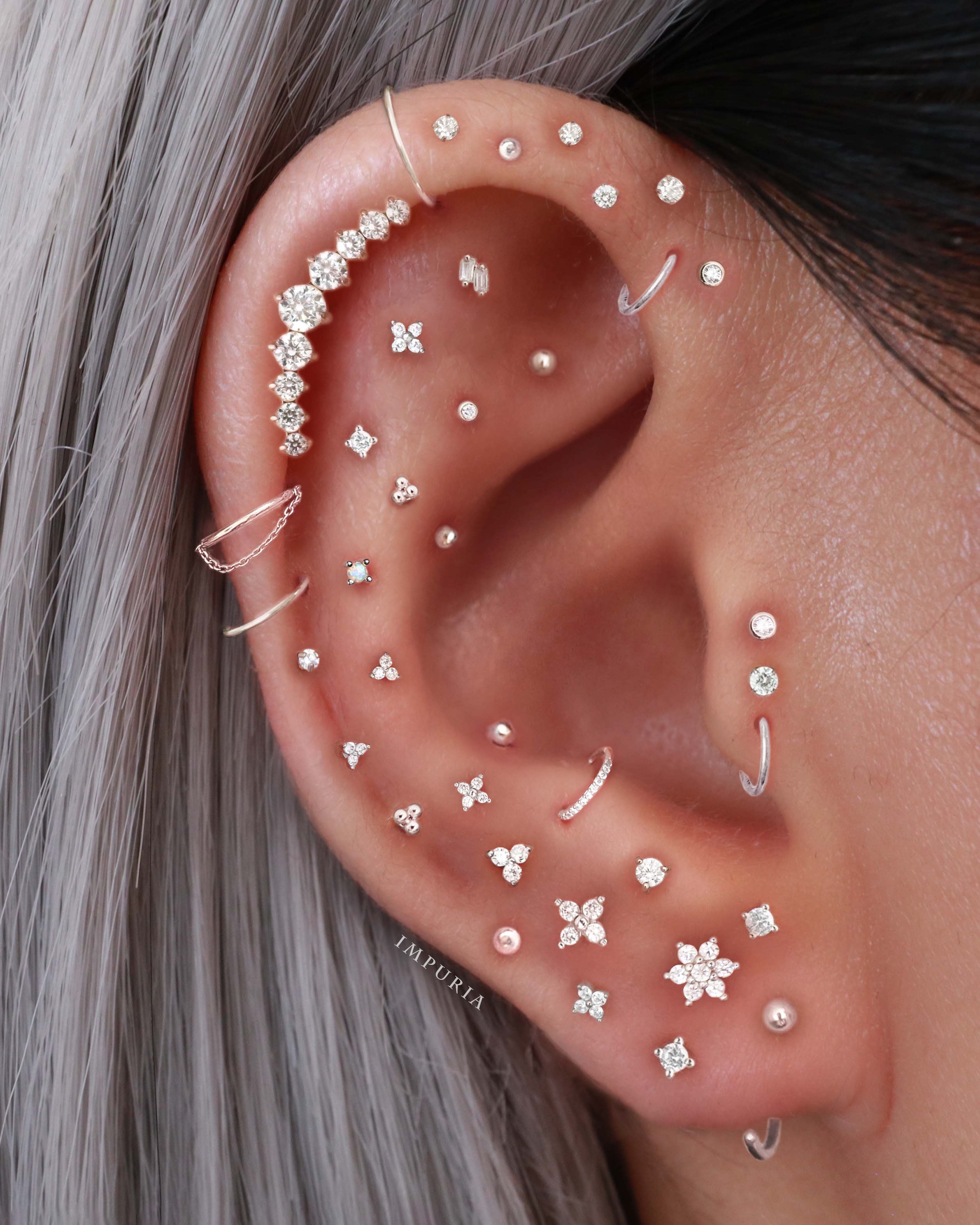 Miki Crystal Flower Ear Piercing Earring Stud Set