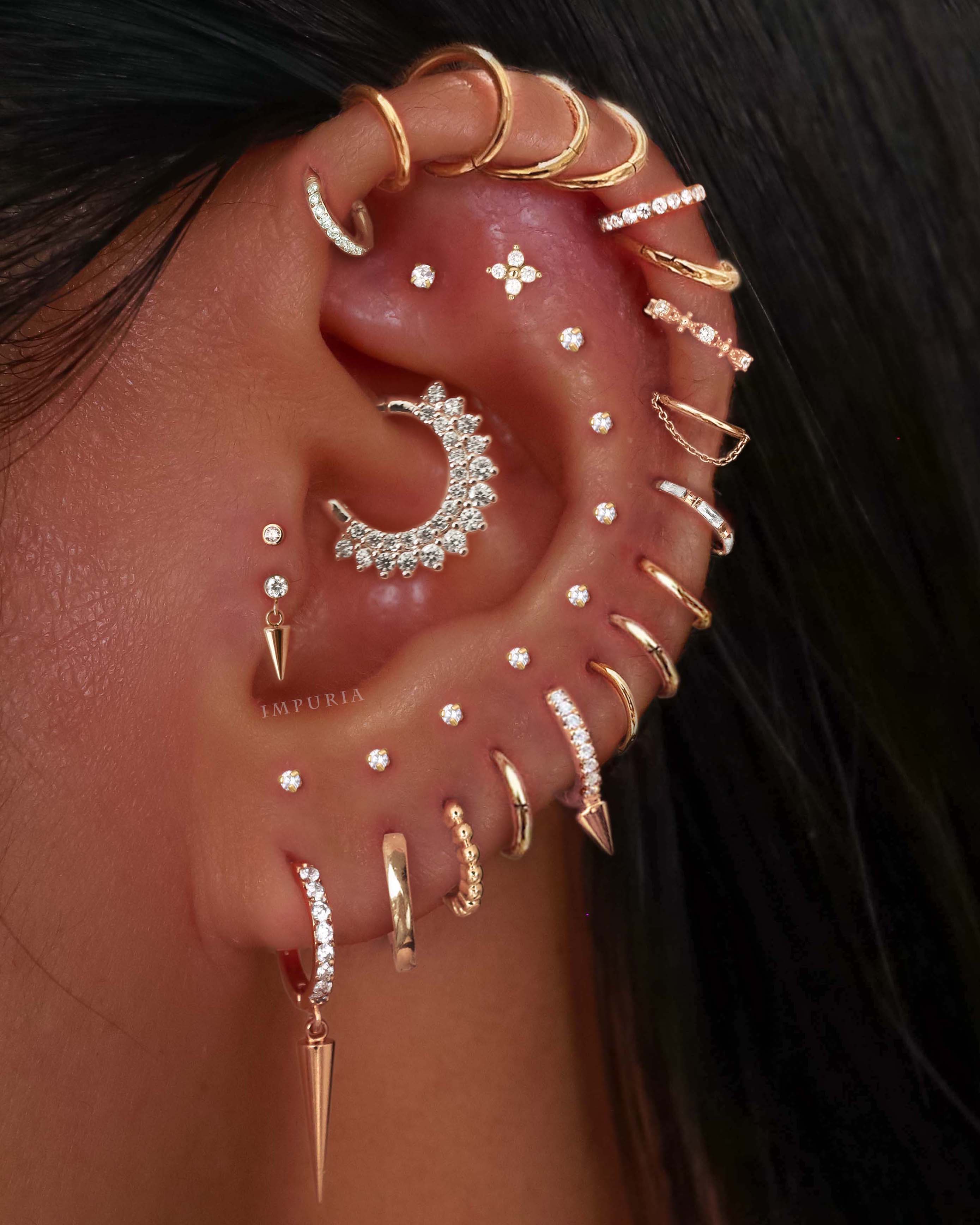 Eli Spike Drop Eternity Huggie Hoop Earrings