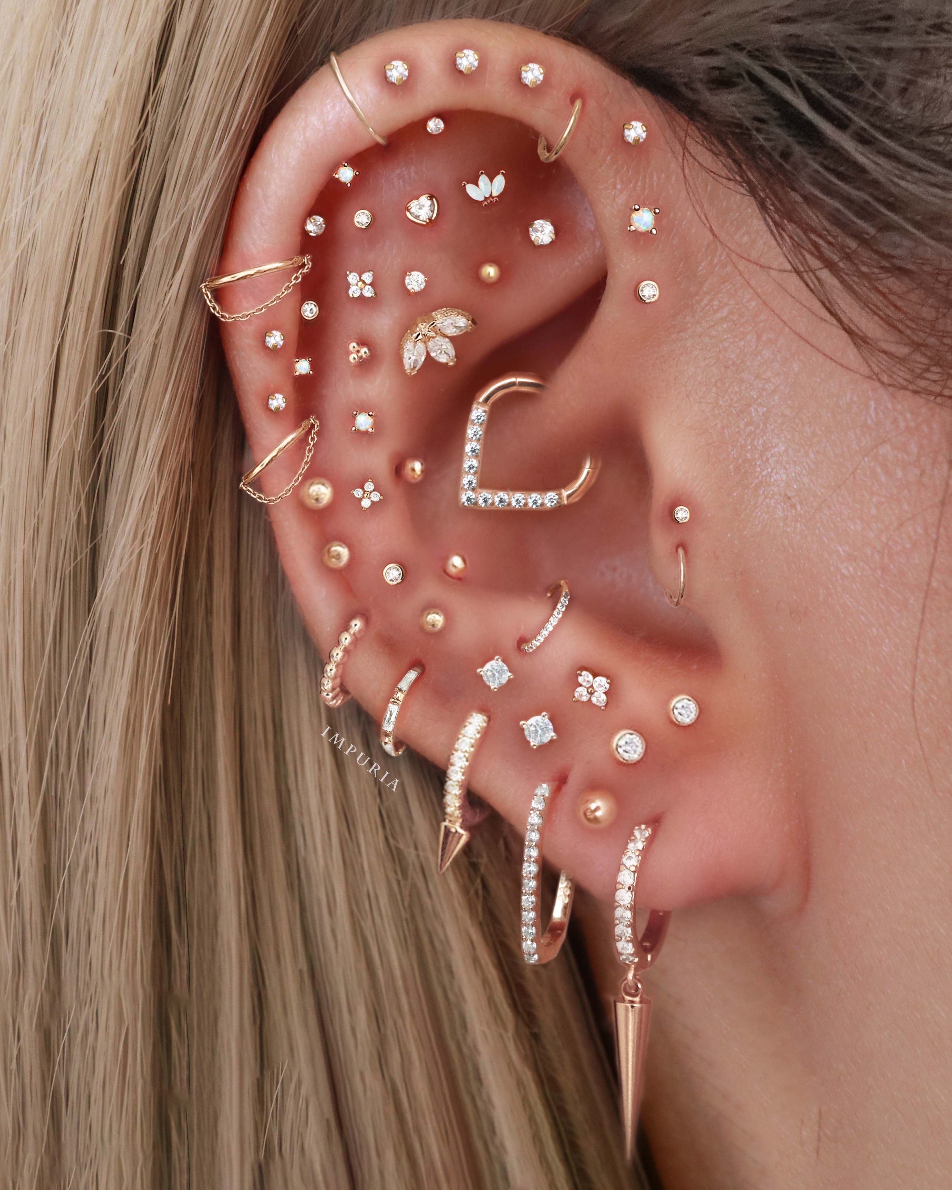 Alma Triple Marquise Cluster Ear Piercing Stud