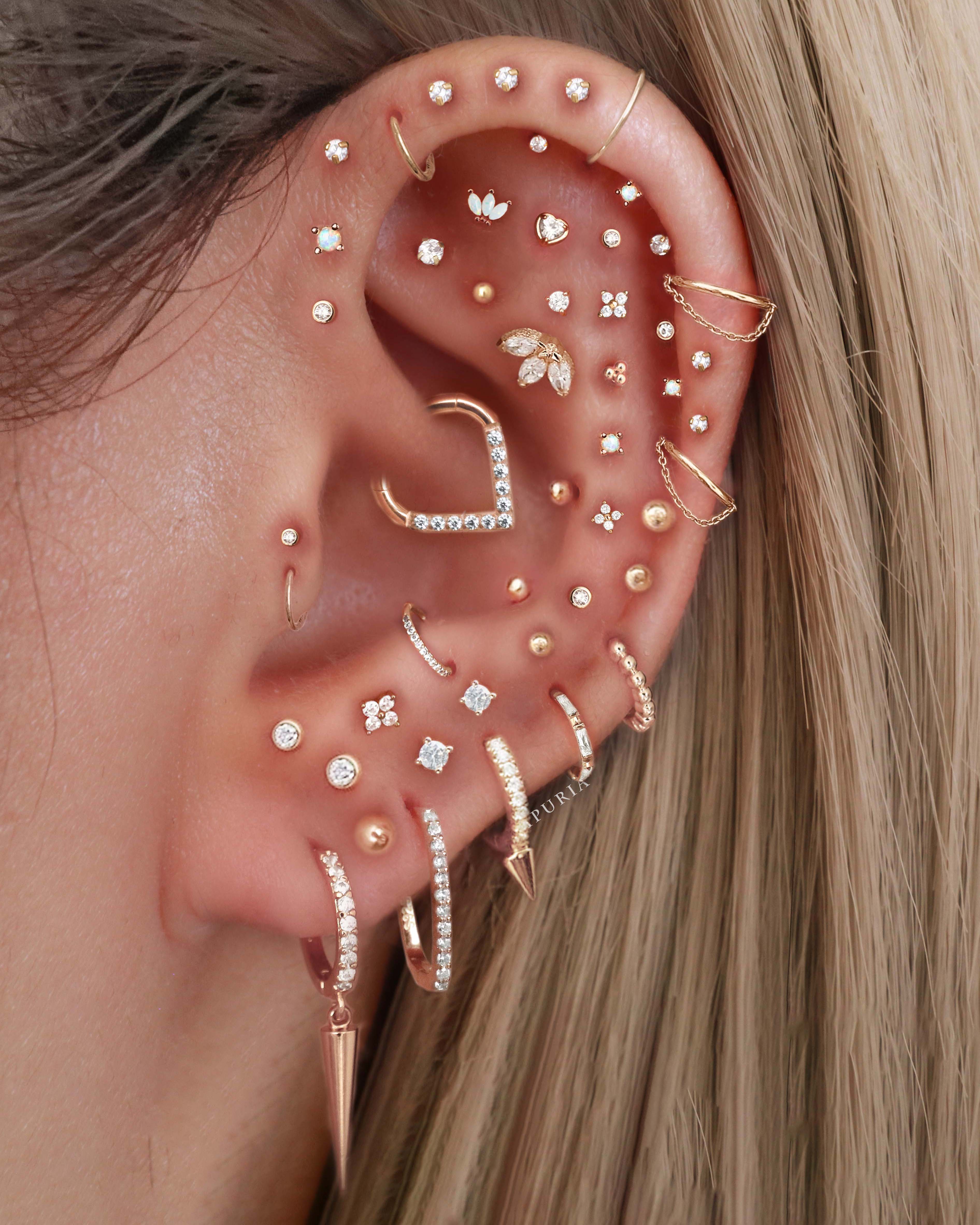 Desire Crystal Heart Ear Piercing Earring Stud