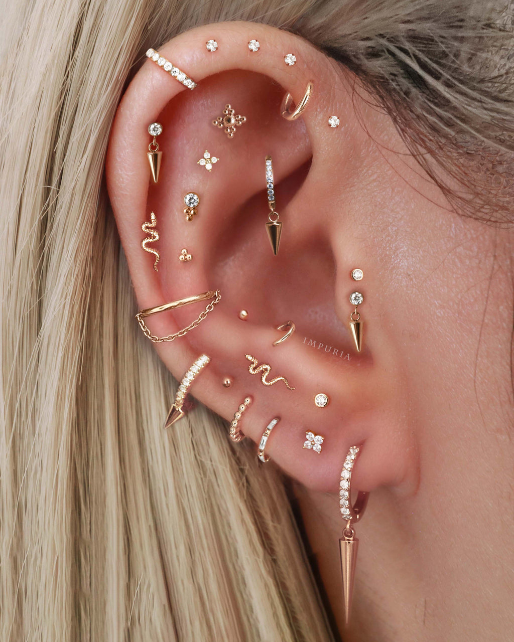 Eli Crystal Pave Single Spike Eternity Hoop Huggie Earrings