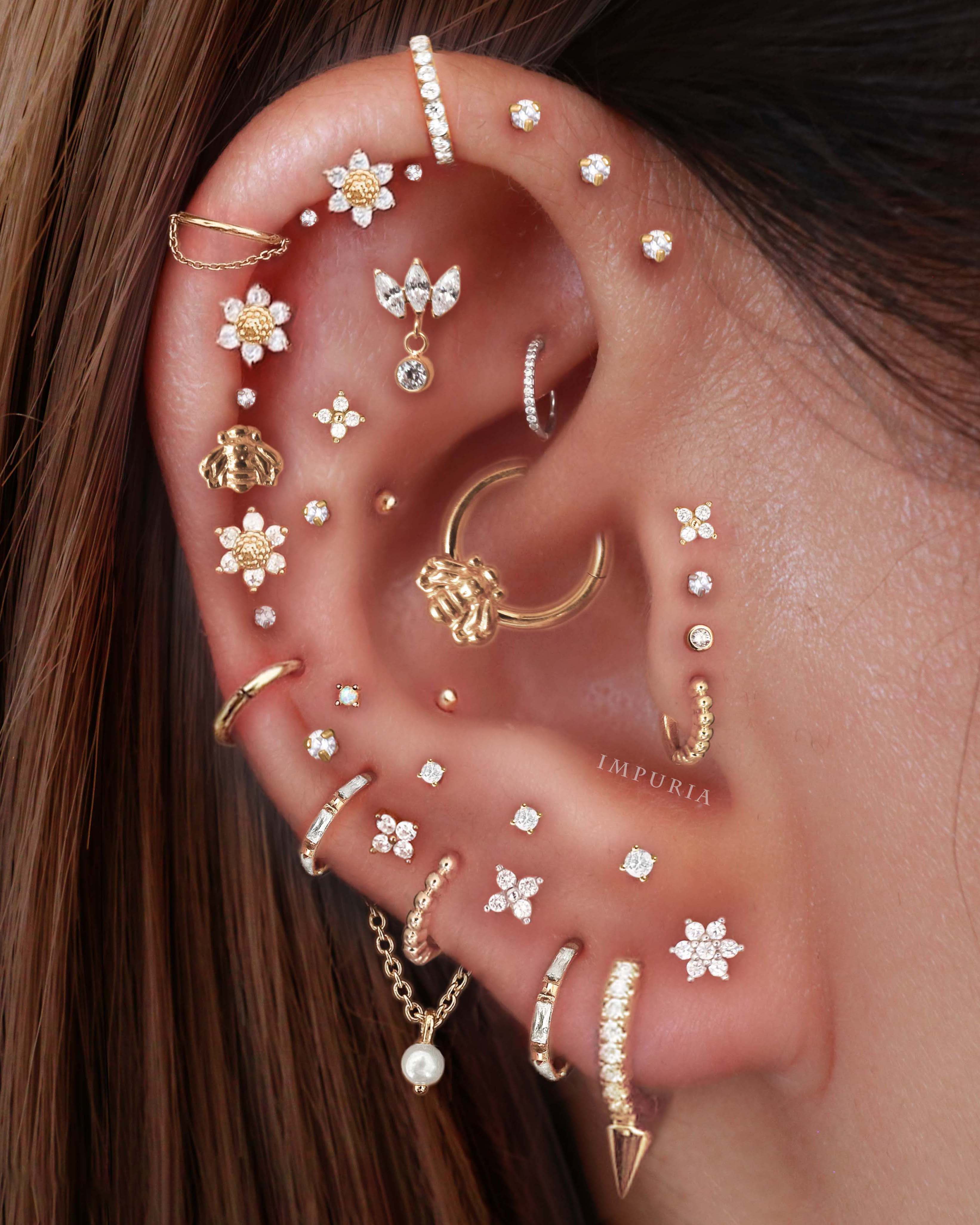 Honey Bumble Bee Ear Piercing Ring Hoop Clicker