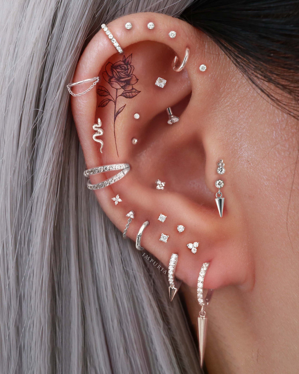 Ava Triple Prong Crystal 14K Gold Stud Earrings