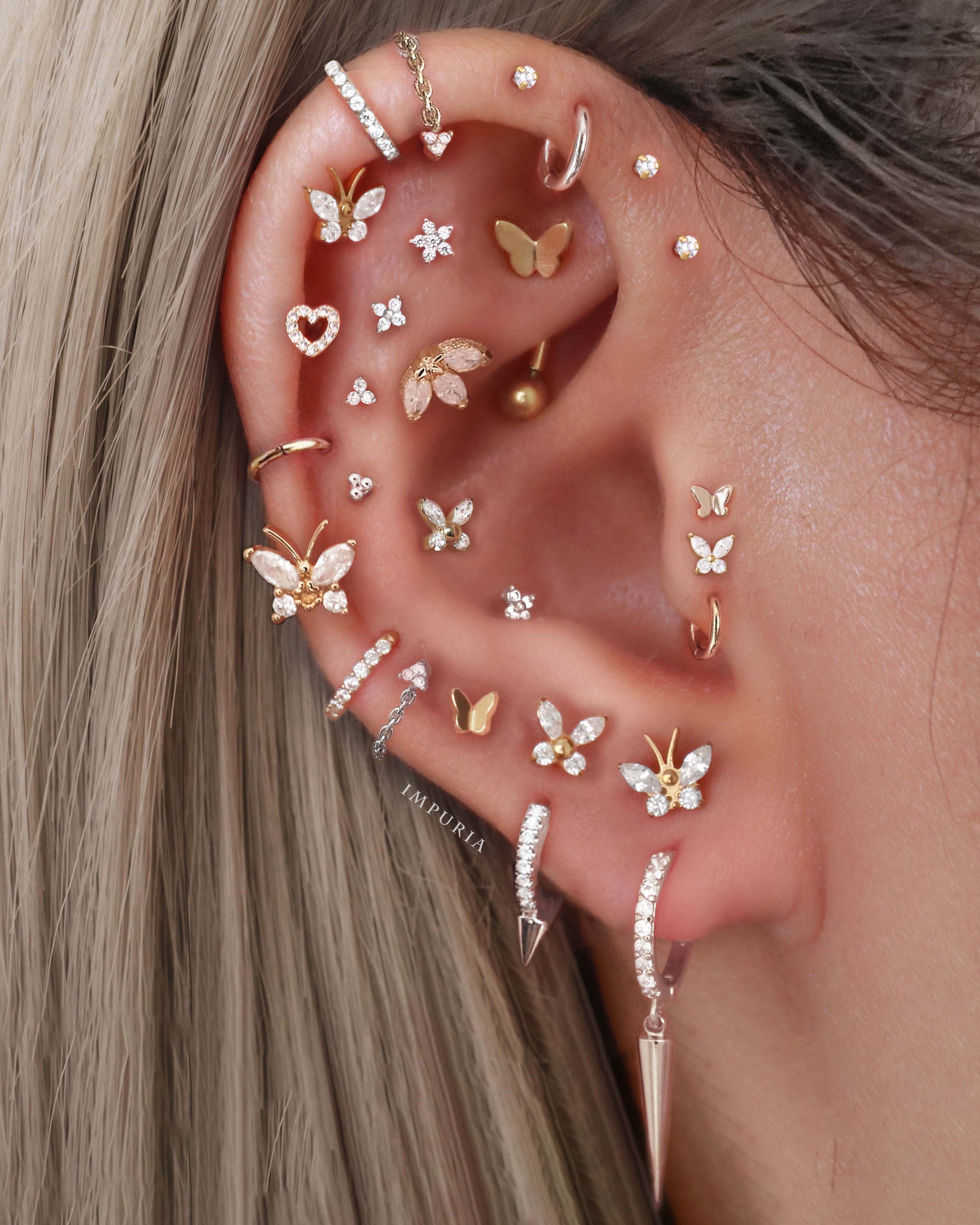 Alma Triple Marquise Cluster Ear Piercing Stud