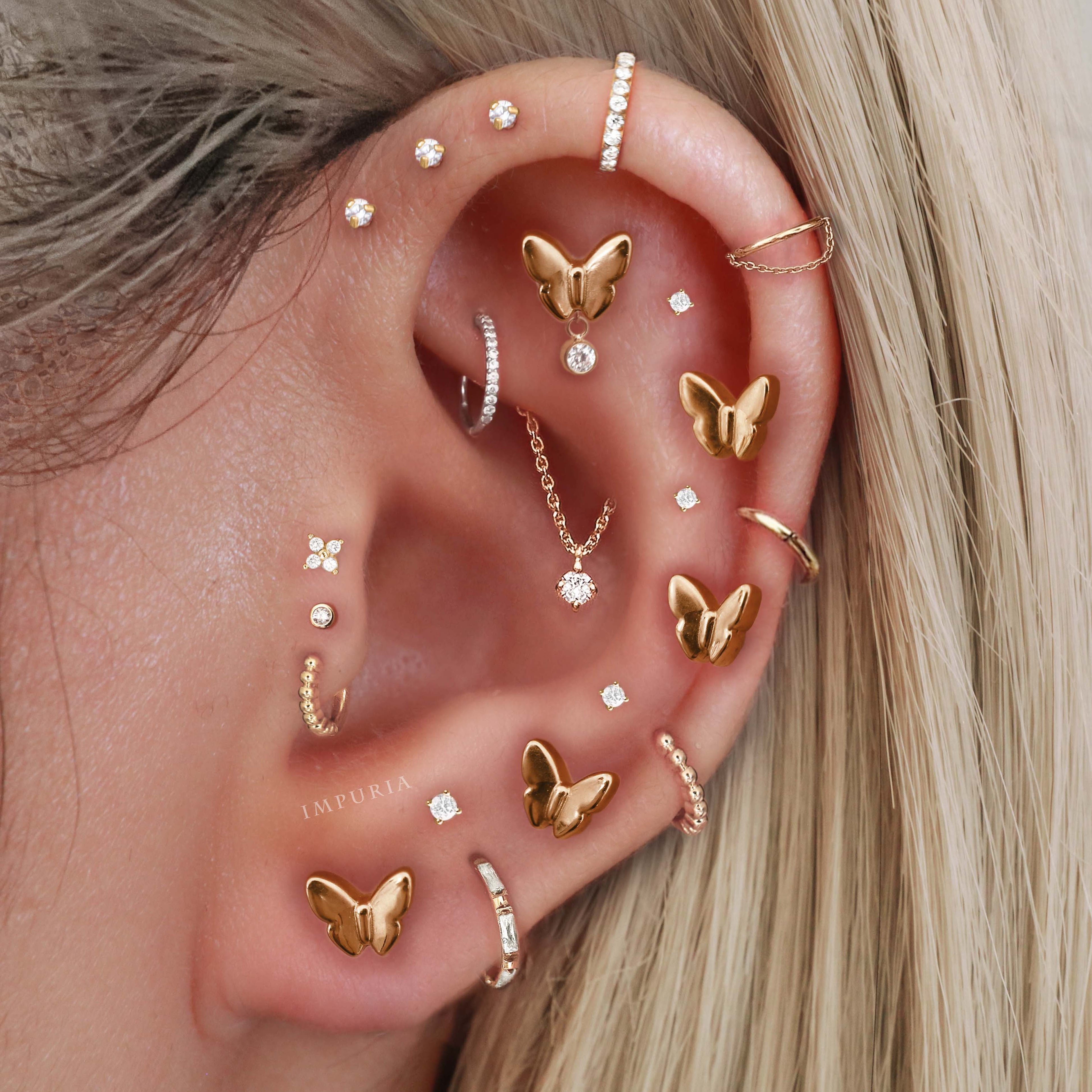 Absolute Hidden Helix Crystal Chain Drop Ear Piercing Earring Stud