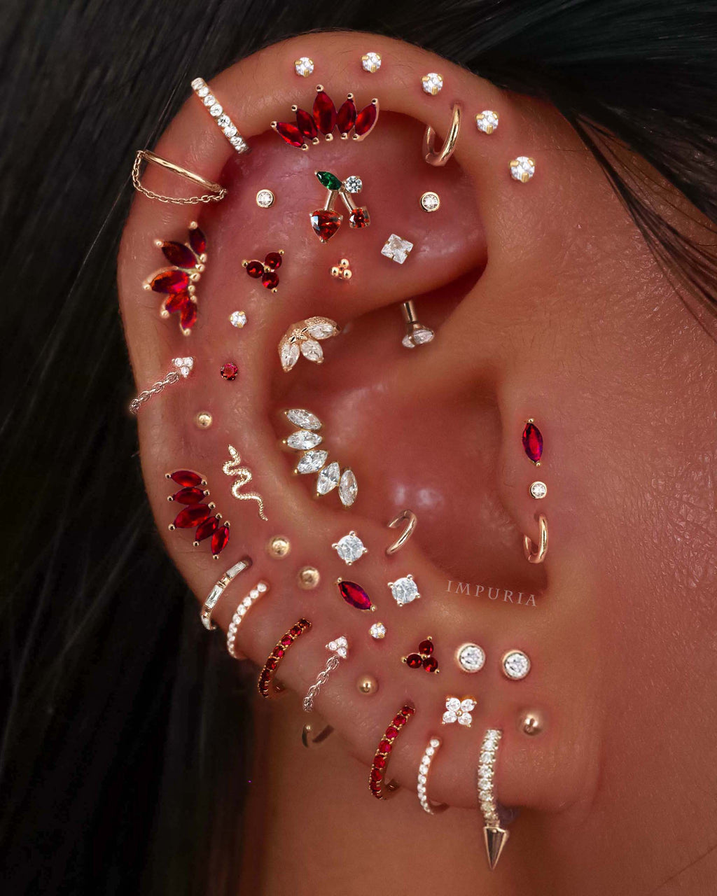 Alma Triple Marquise Cluster Ear Piercing Stud