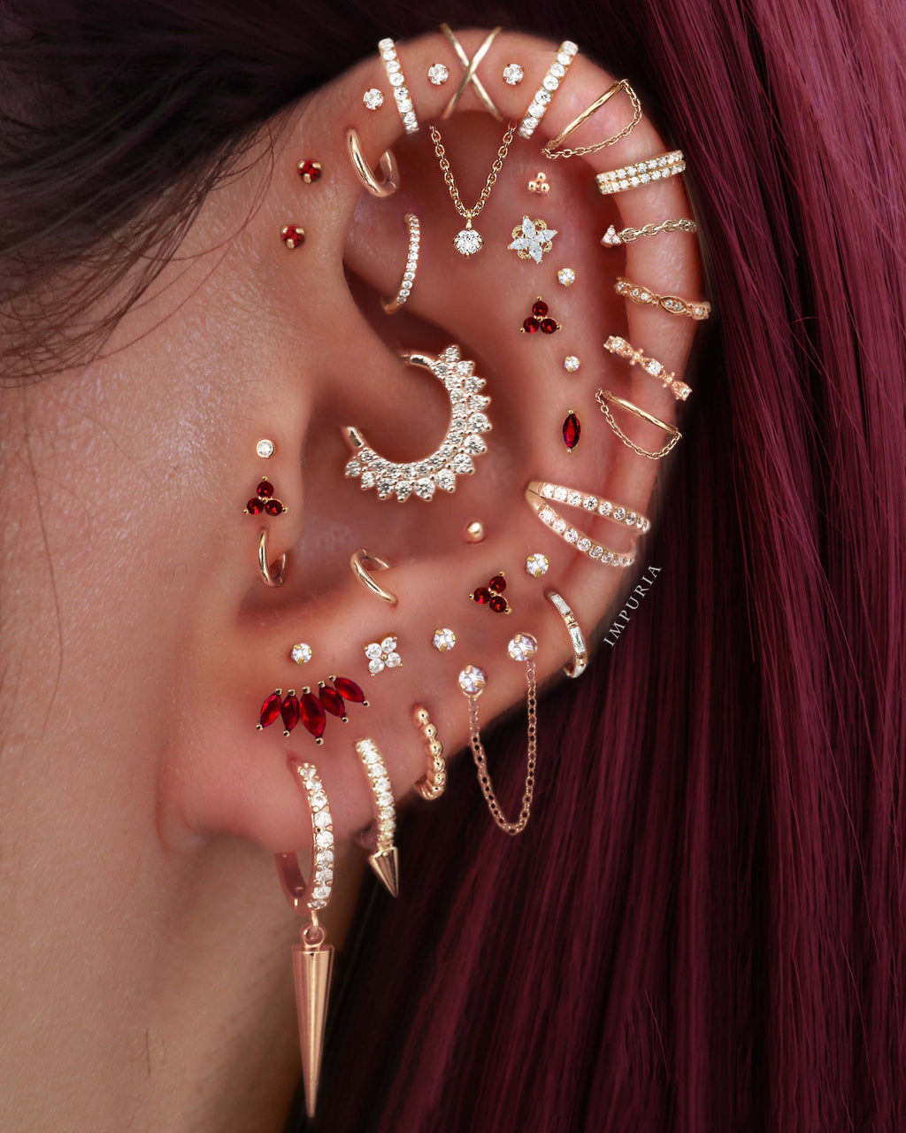 Bonbon Crystal Bezel Threaded 14K Gold Earring Stud