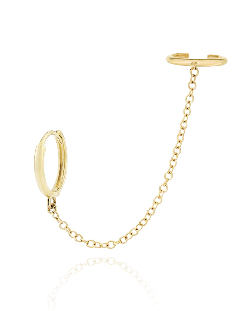 Joy Chain Ear Cuff Polished Hoop Huggie Earrings