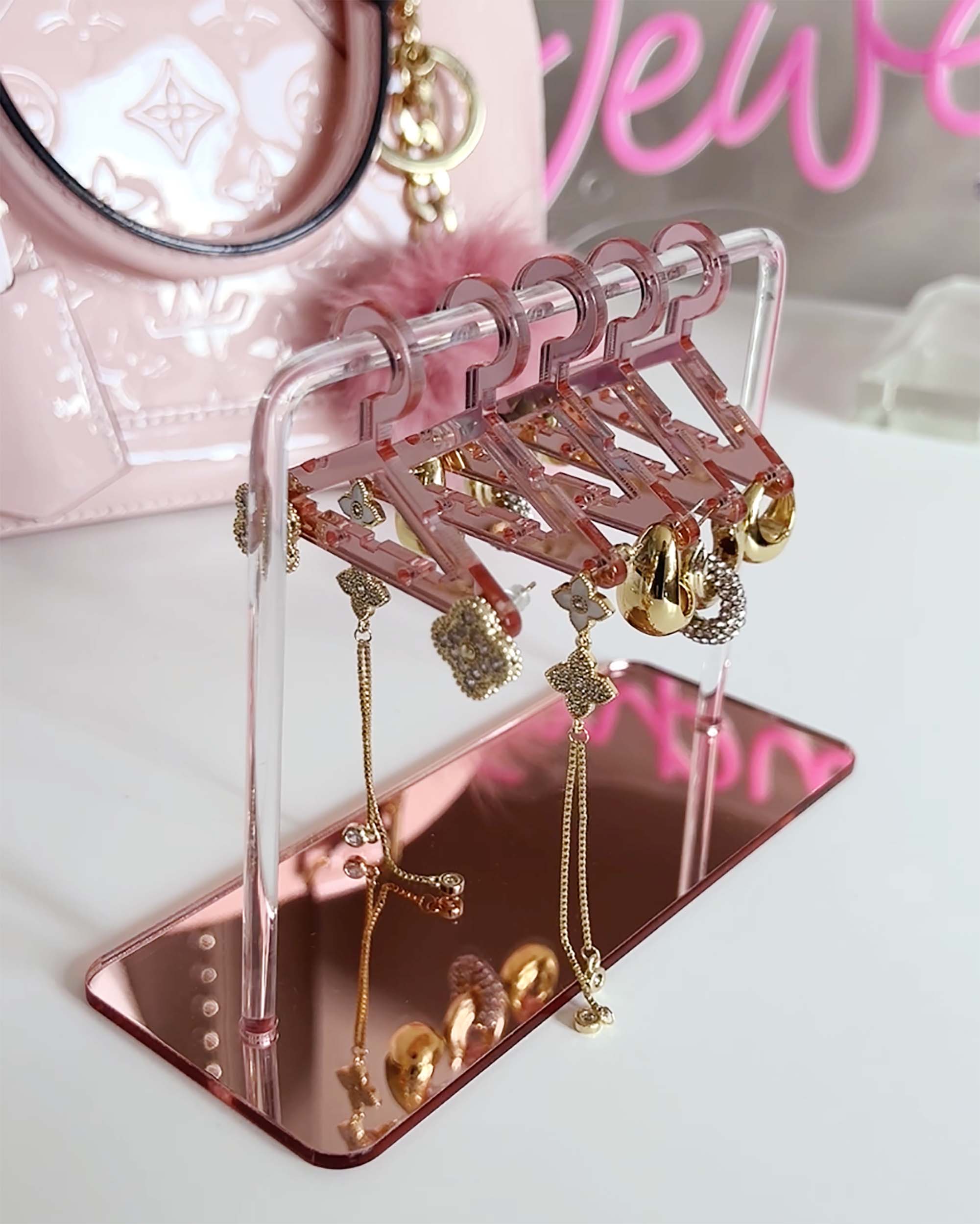 Ecstatic Crystal Pink Hanger Earring Holder