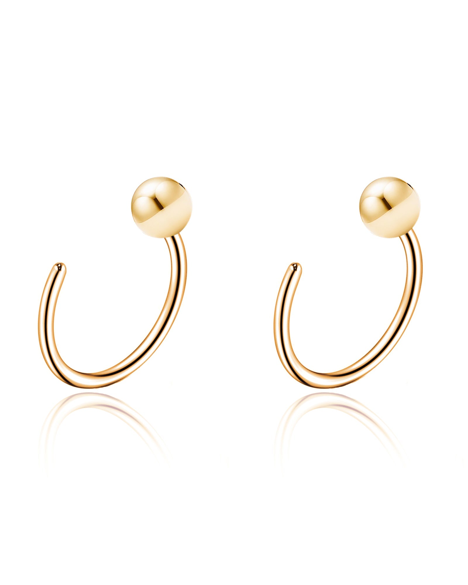Em Minimalist Polished Ball Hoop Ring Earrings