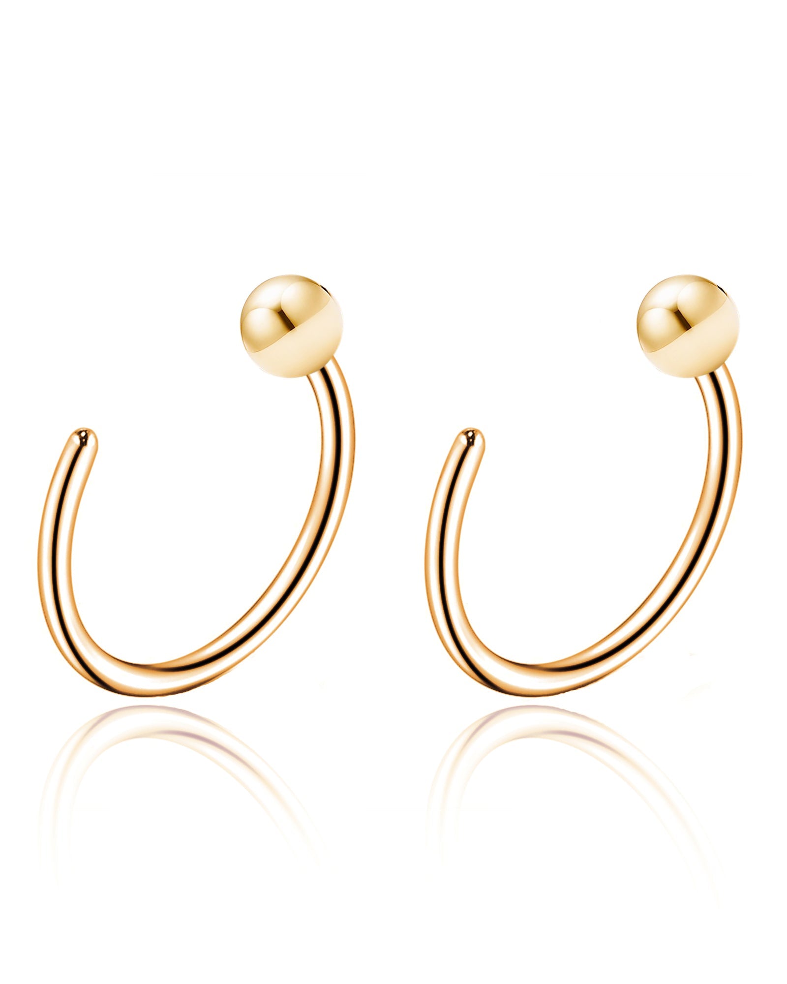 Em Minimalist Polished Ball Hoop Ring Earrings
