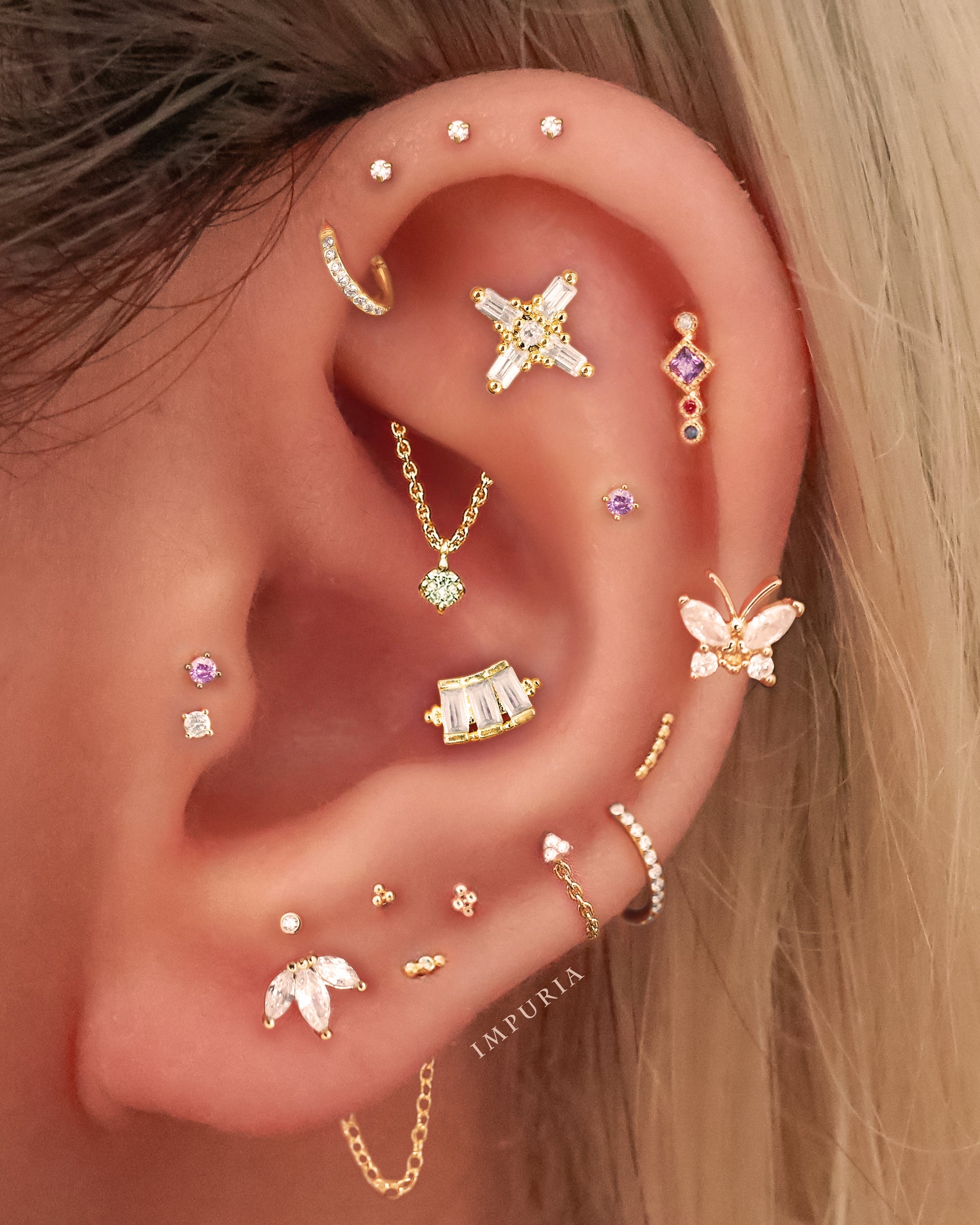 Ember Link Chain Ear Piercing Earring Stud