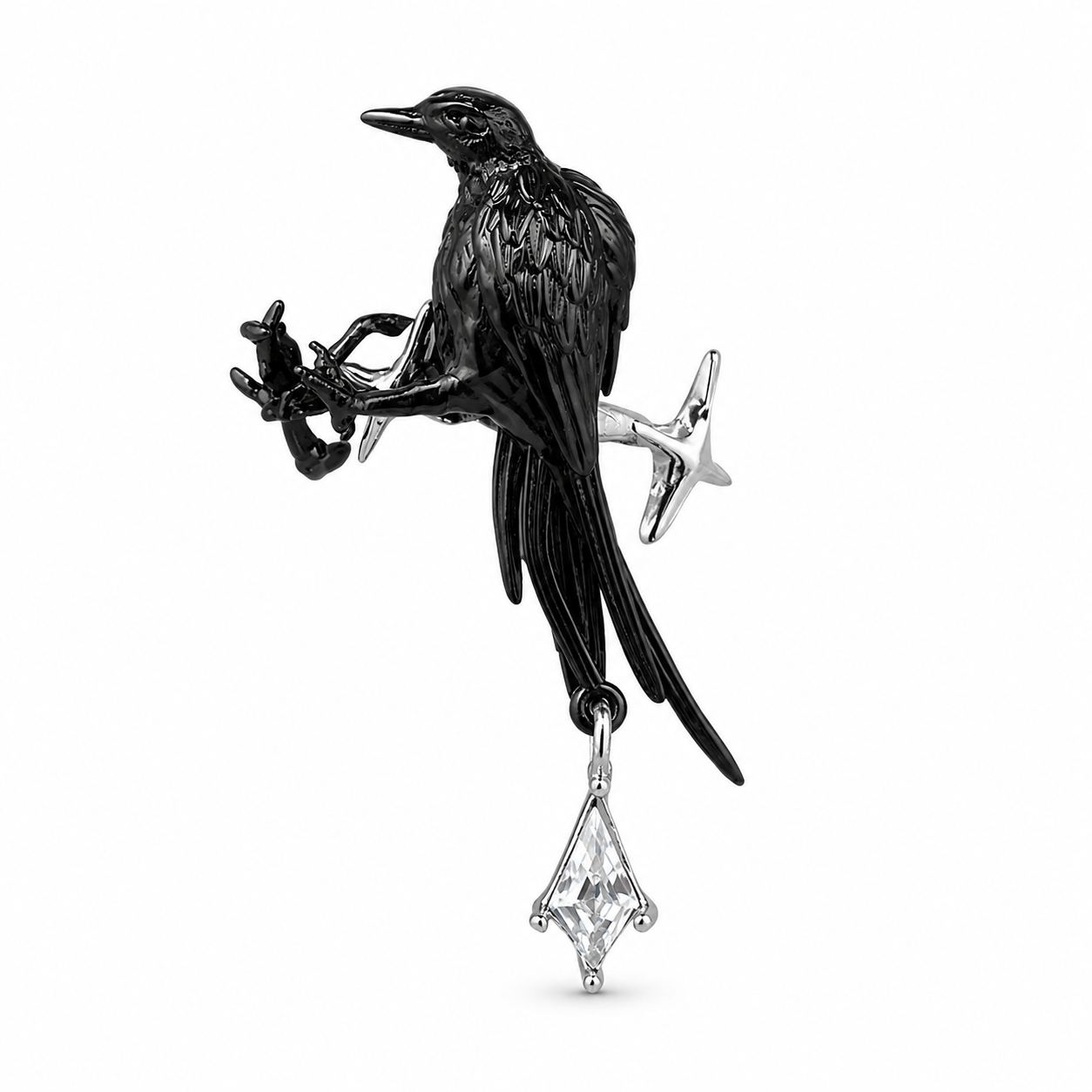Nightwatch Raven Star Clip-On Earrings – Clear variant