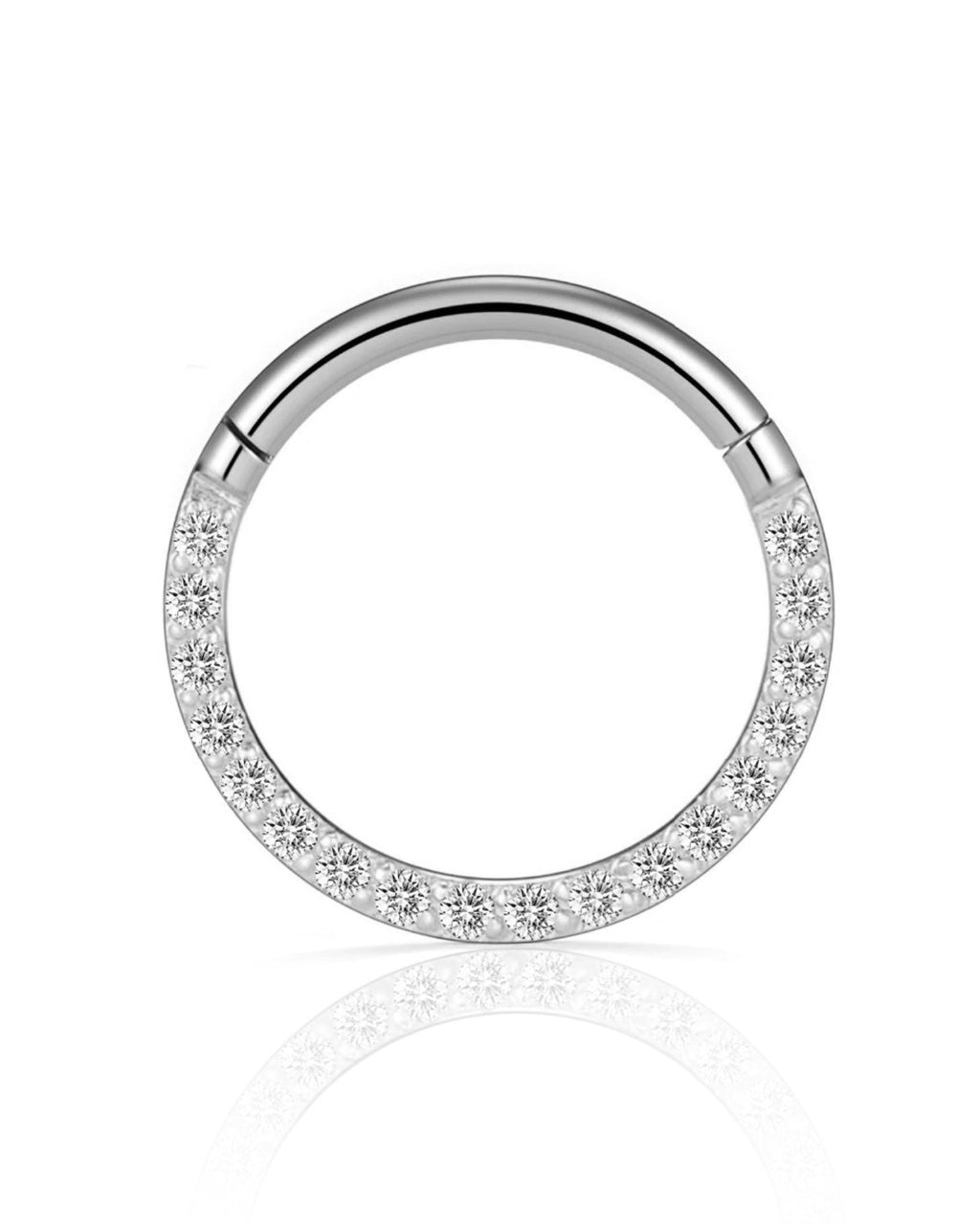 Glitter Crystal Pave Eternity Ear Piercing Ring Hoop Clicker