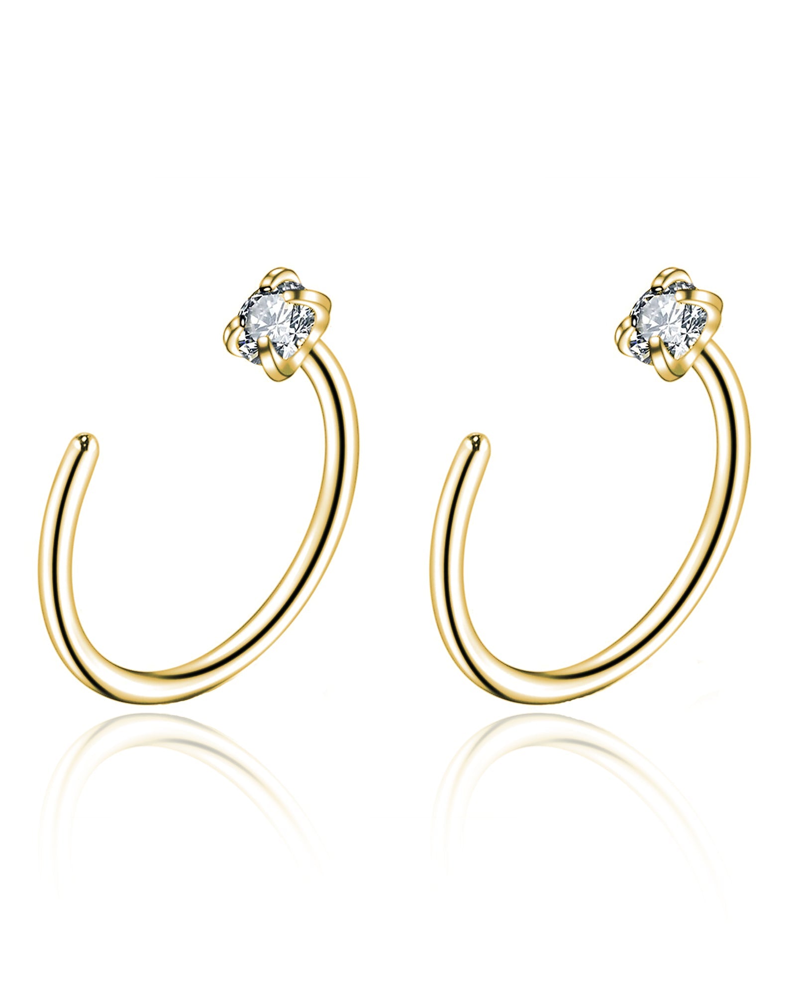 Em Minimalist Crystal Prong Hoop Ring Earrings