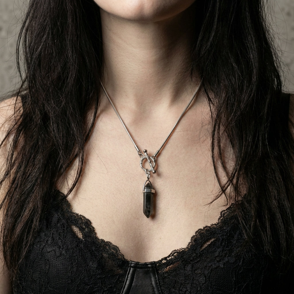 Onyx Shard Stainless Steel Necklace