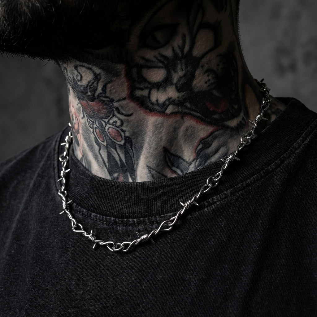 Barb Wire Stainless Steel Jewelry Set