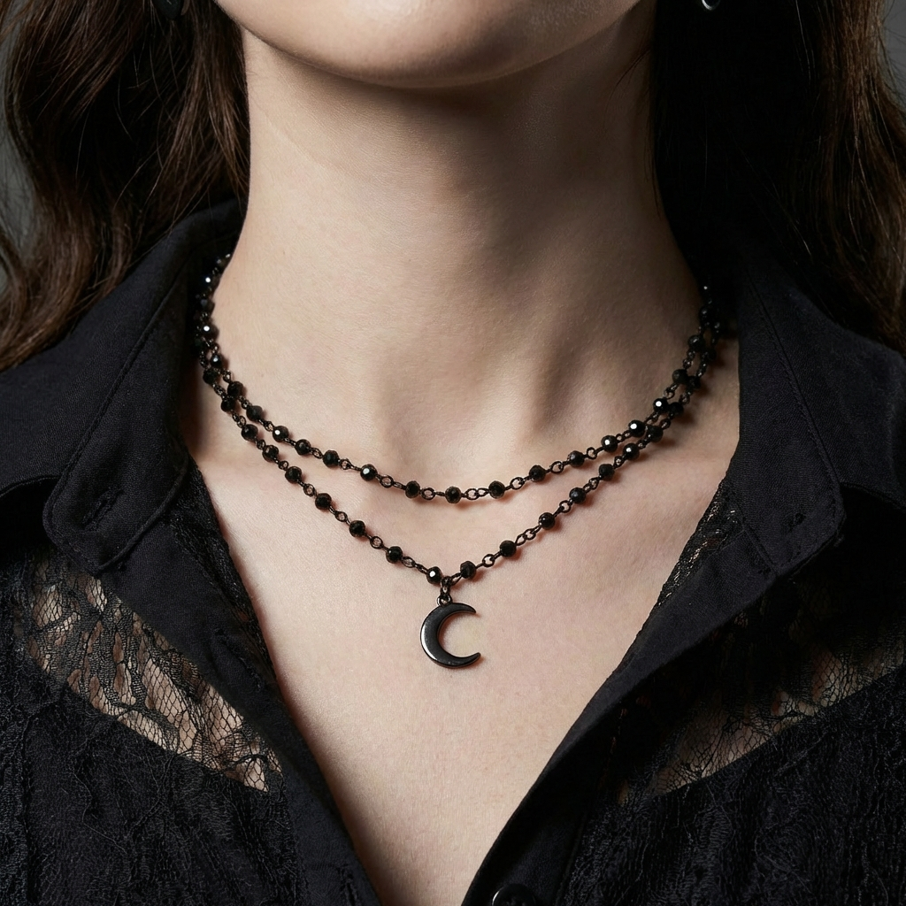 Crescent Moon Stainless Steel Choker