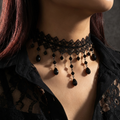 Black lace gothic choker on a black background