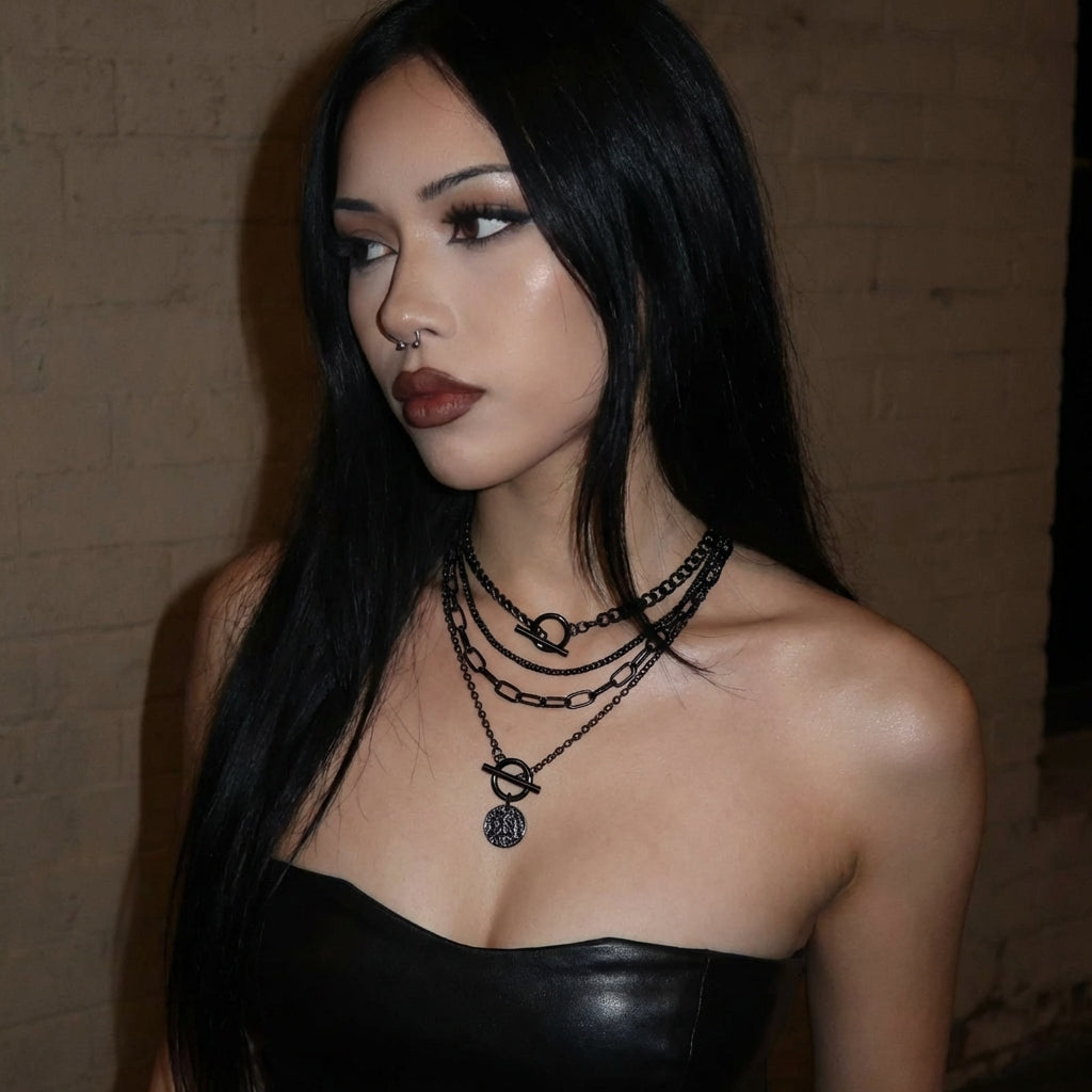 Blackout Layered Stainless Steel Necklace