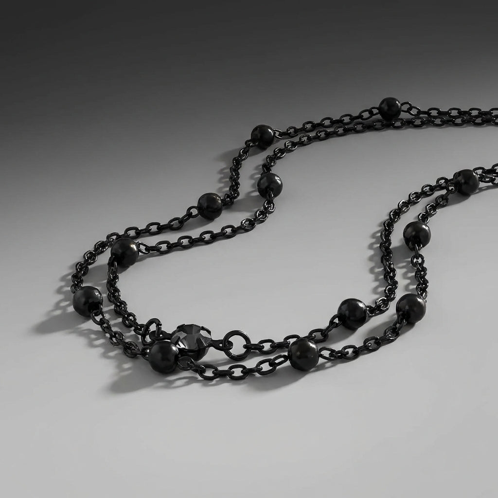 Shadow Bead Black Stainless Steel Chain Choker