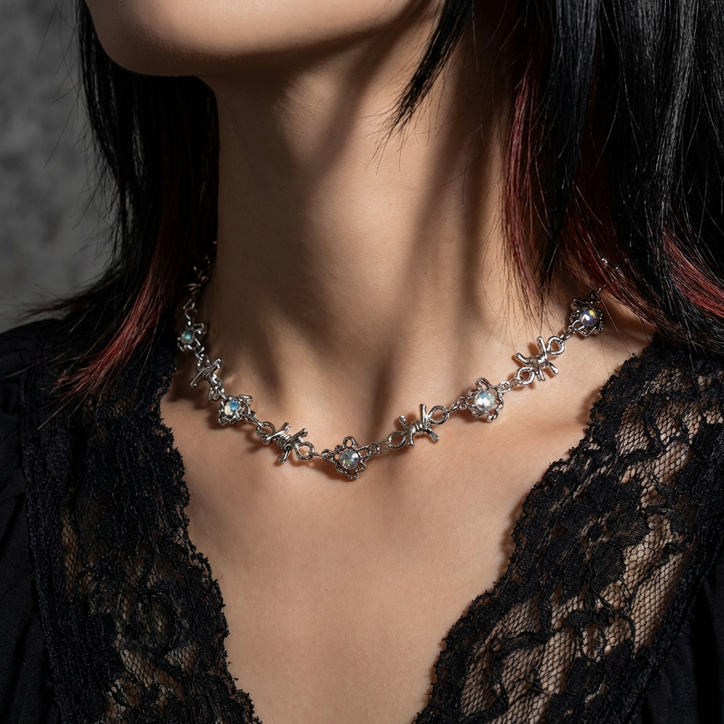 Opal Barb Stainless Steel Necklace