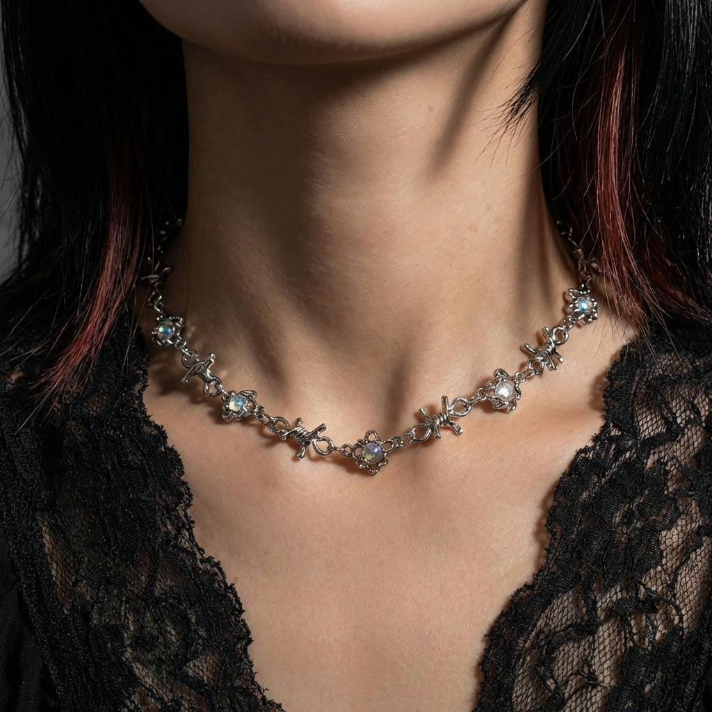 Opal Barb Stainless Steel Necklace