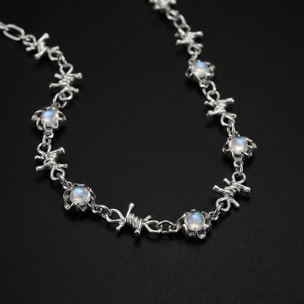 Opal Barb Stainless Steel Necklace