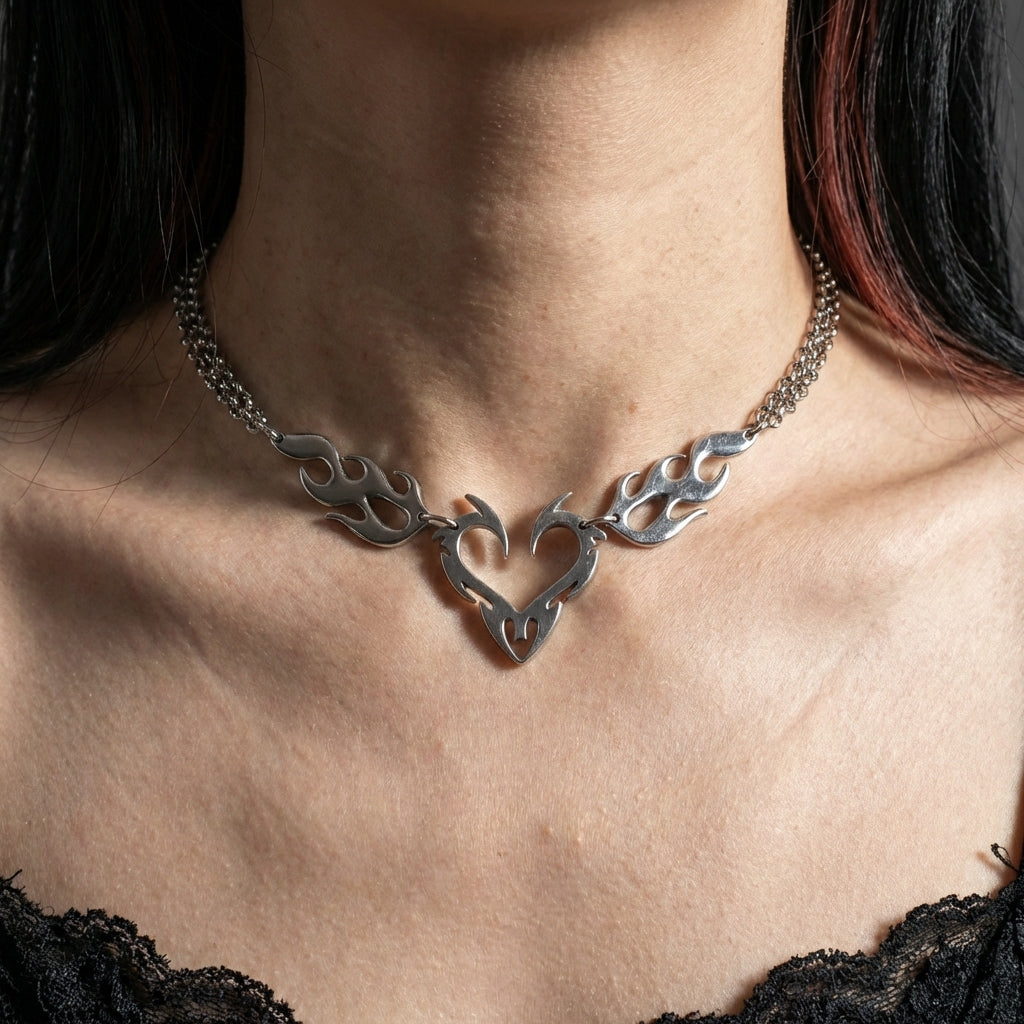 Flame Heart Stainless Steel Choker