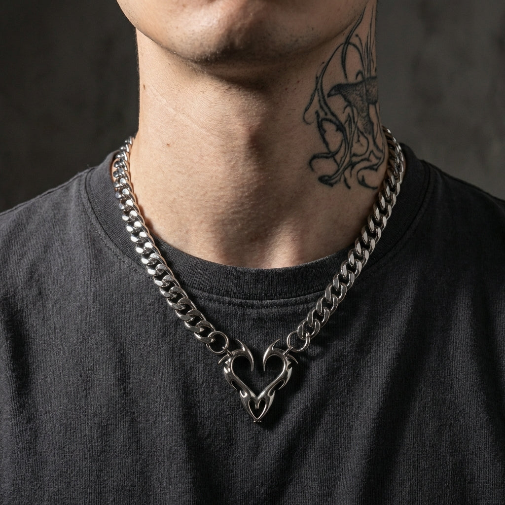 Barb Heart Stainless Steel Necklace