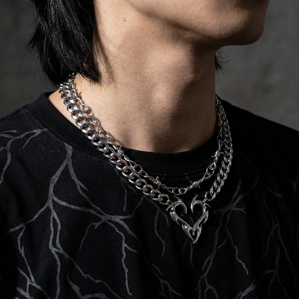 Barb Heart Stainless Steel Necklace