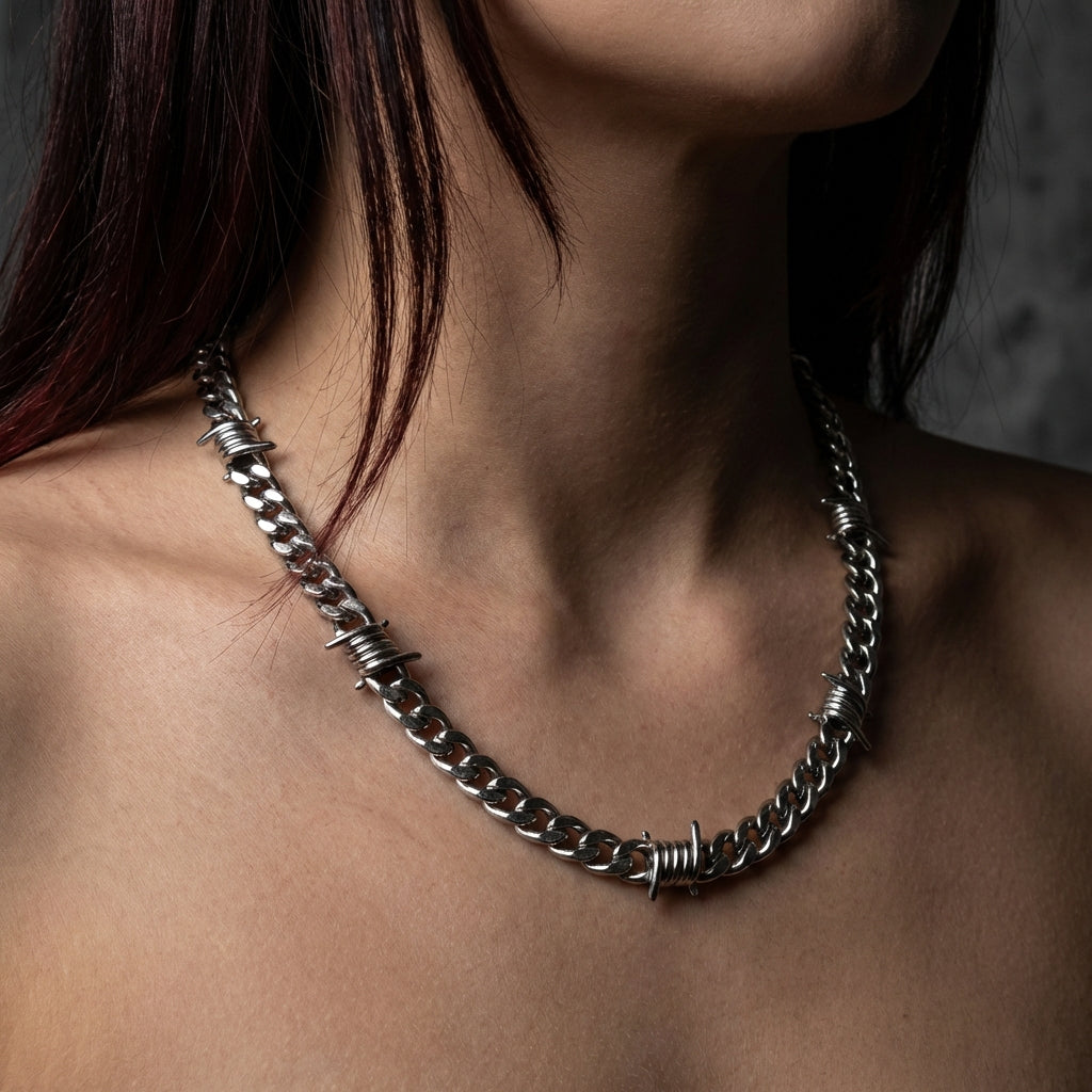 9mm Barb Wire Cuban Link Stainless Steel Chain