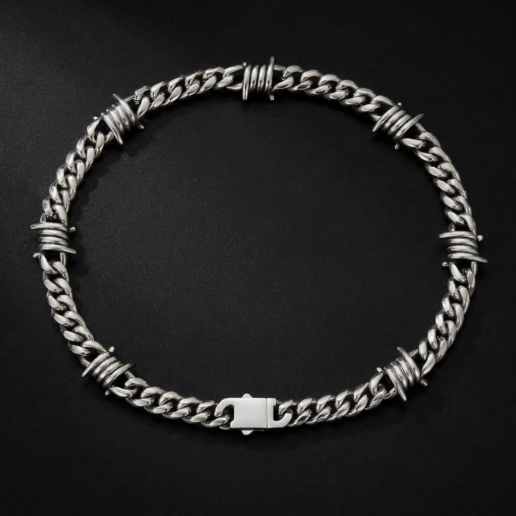 9mm Barb Wire Cuban Link Stainless Steel Chain