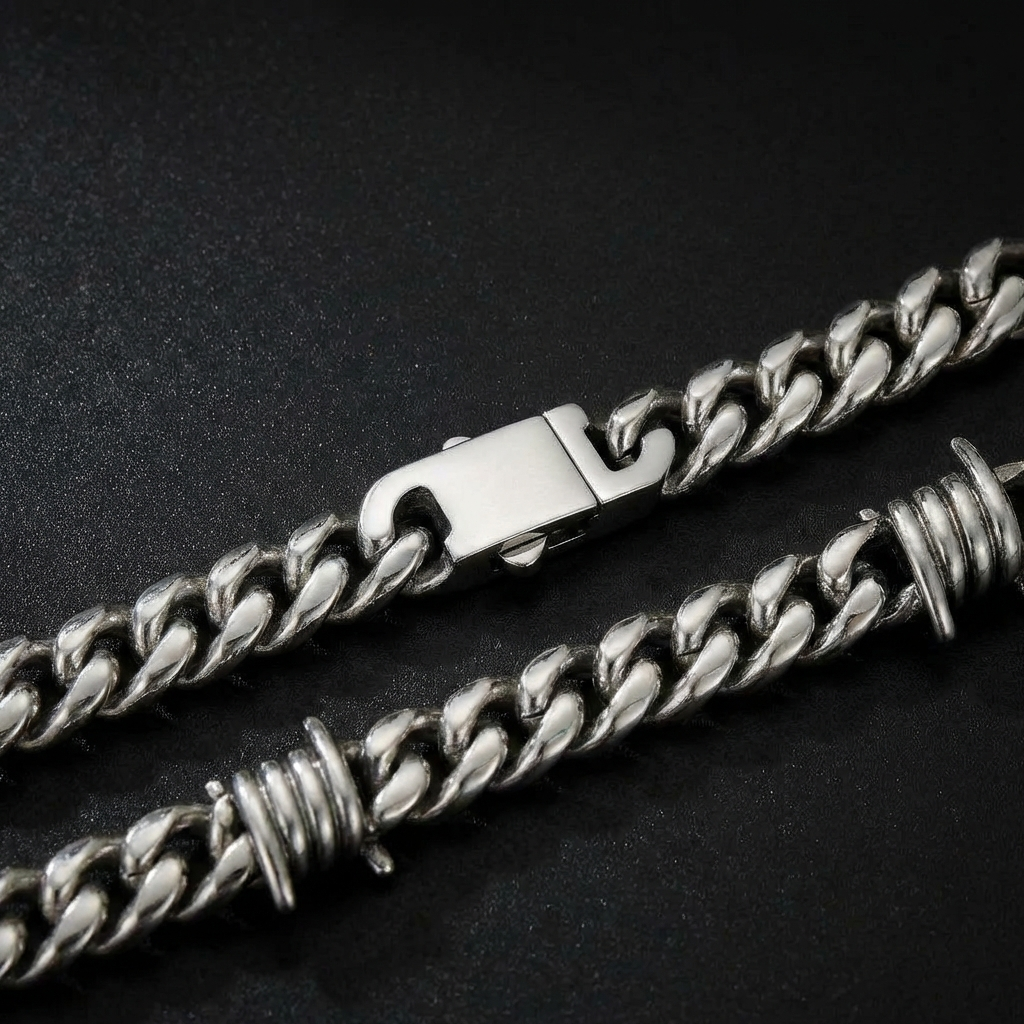 9mm Barb Wire Cuban Link Stainless Steel Chain
