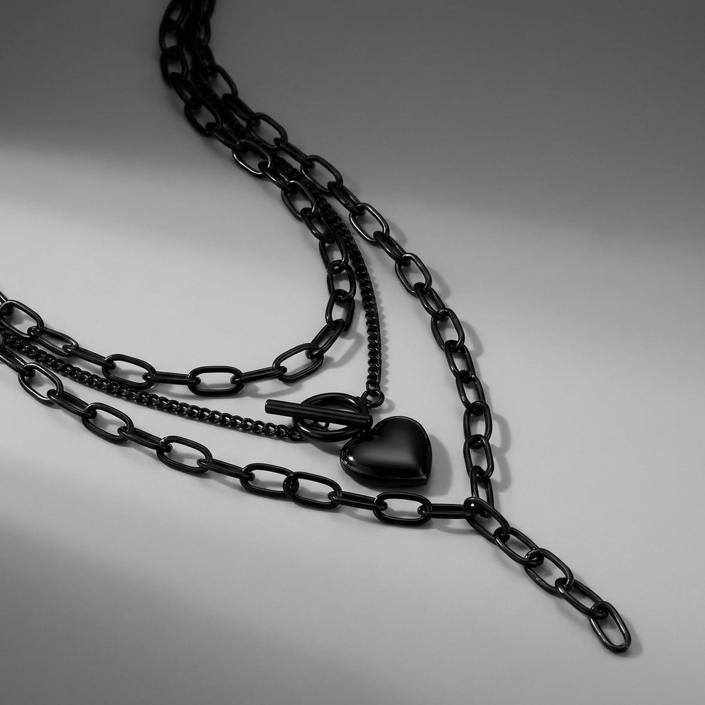 Triple Chain Layered Stainless Steel Necklace