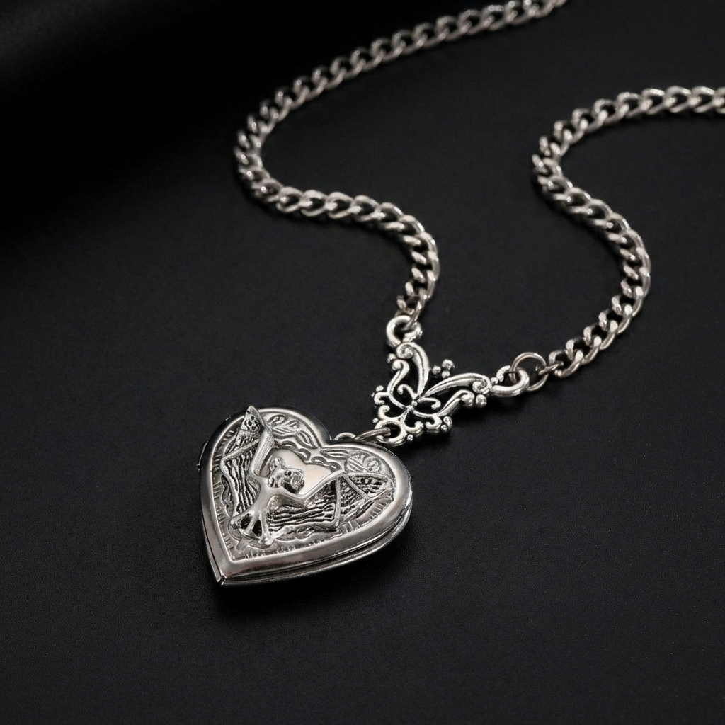 Bat Locket Stainless Steel Necklace