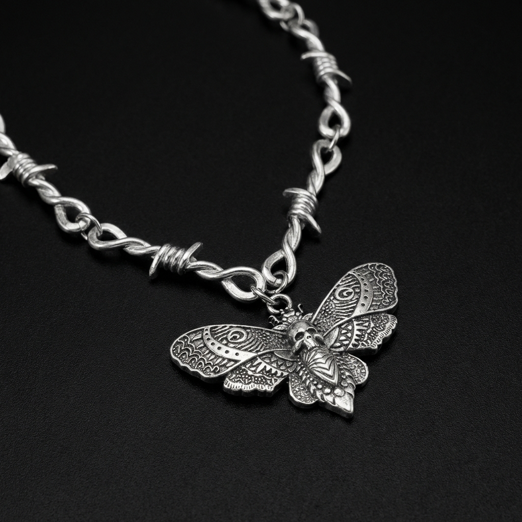 Death Moth Gothic Stainless Steel Necklace