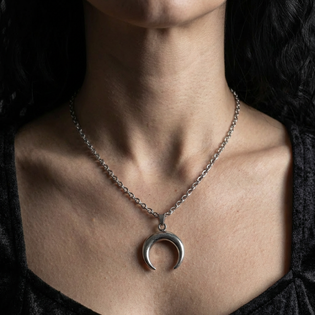 Crescent Moon Stainless Steel Necklace