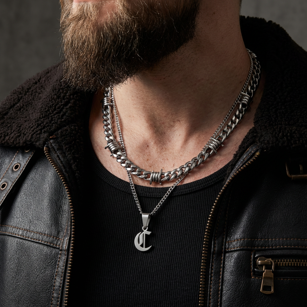 Custom Gothic Letter Stainless Steel Necklace