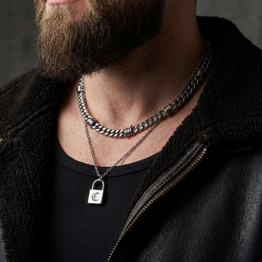 Gothic Lock Stainless Steel Necklace