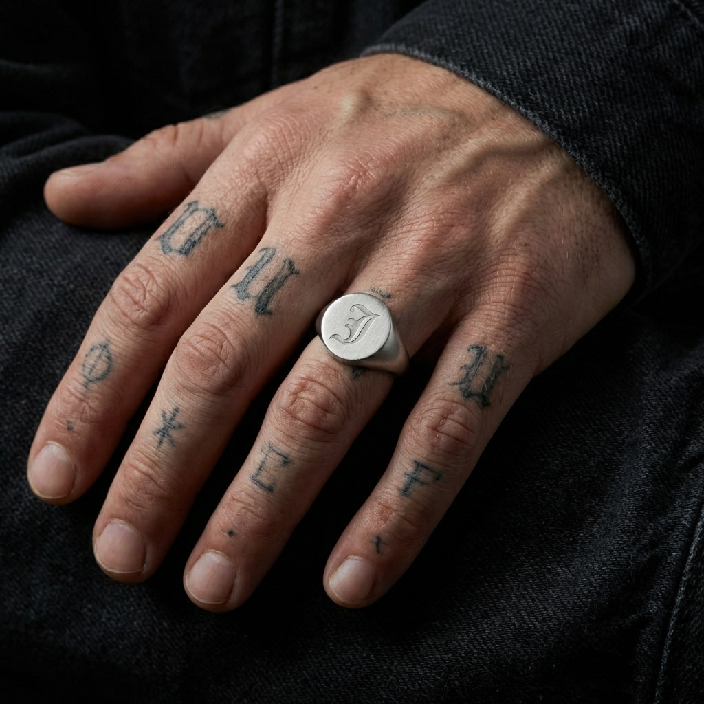 Custom Circle Signet Ring in Stainless Steel