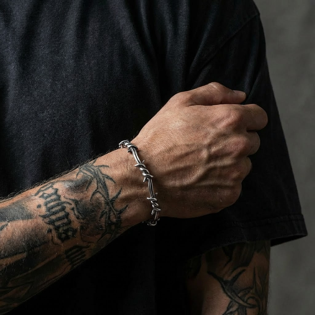 Barb Wire Stainless Steel Bracelet