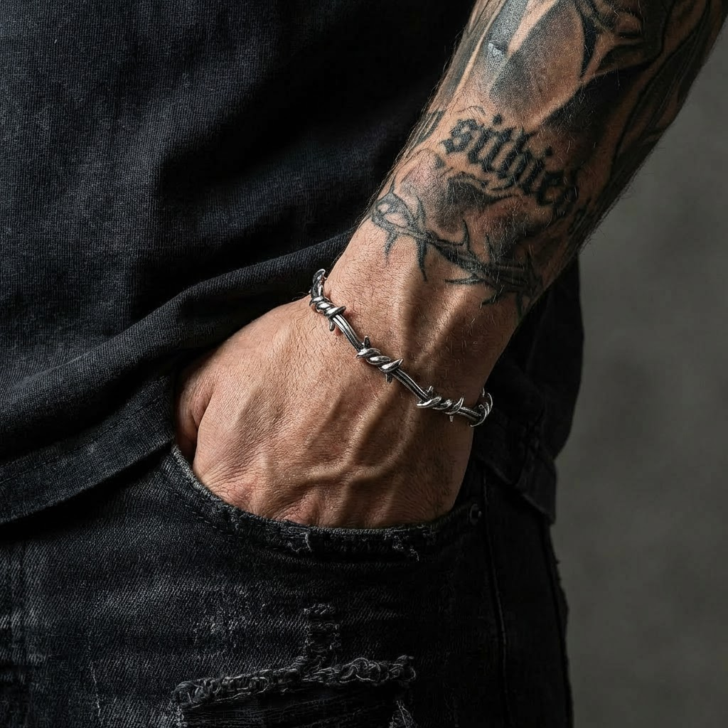 Barb Wire Stainless Steel Bracelet
