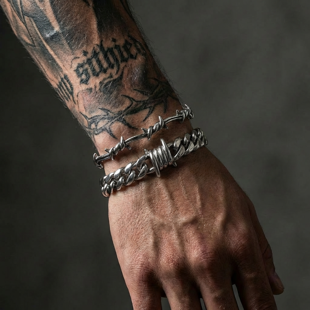 Barb Wire Stainless Steel Bracelet
