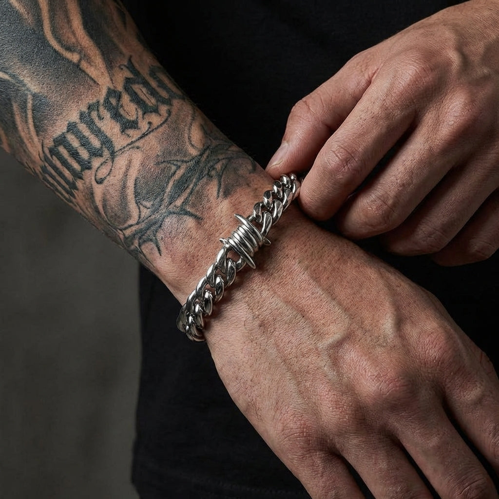 Barb Cuban Link Stainless Steel Bracelet