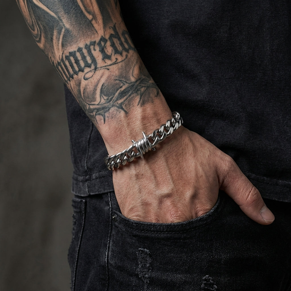 Barb Cuban Link Stainless Steel Bracelet