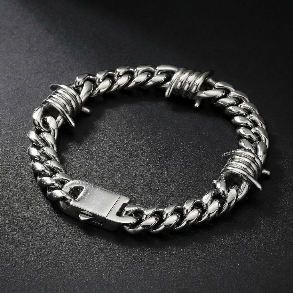 Barb Cuban Stainless Steel Jewelry Set