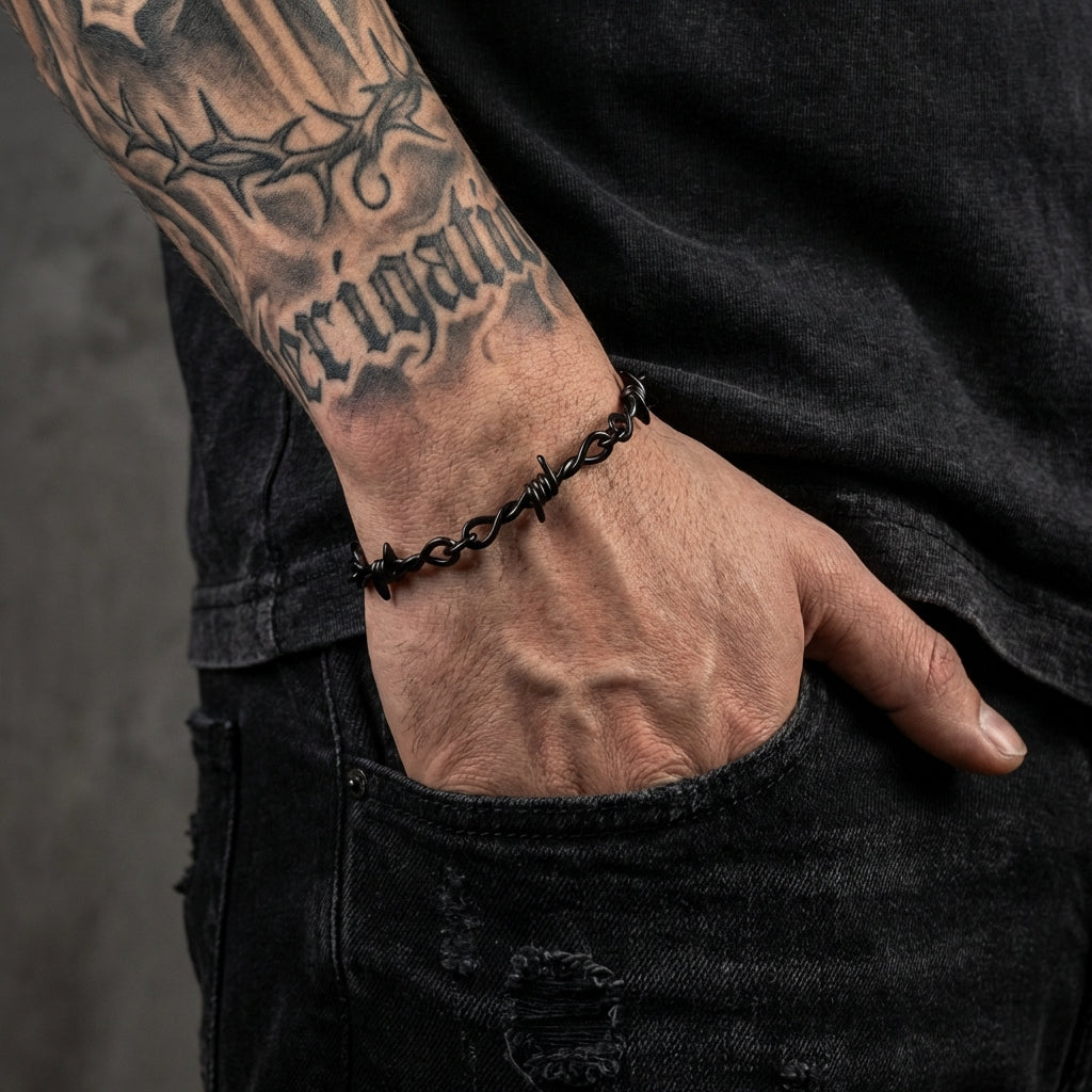 Black Barbed Wire Stainless Steel Bracelet